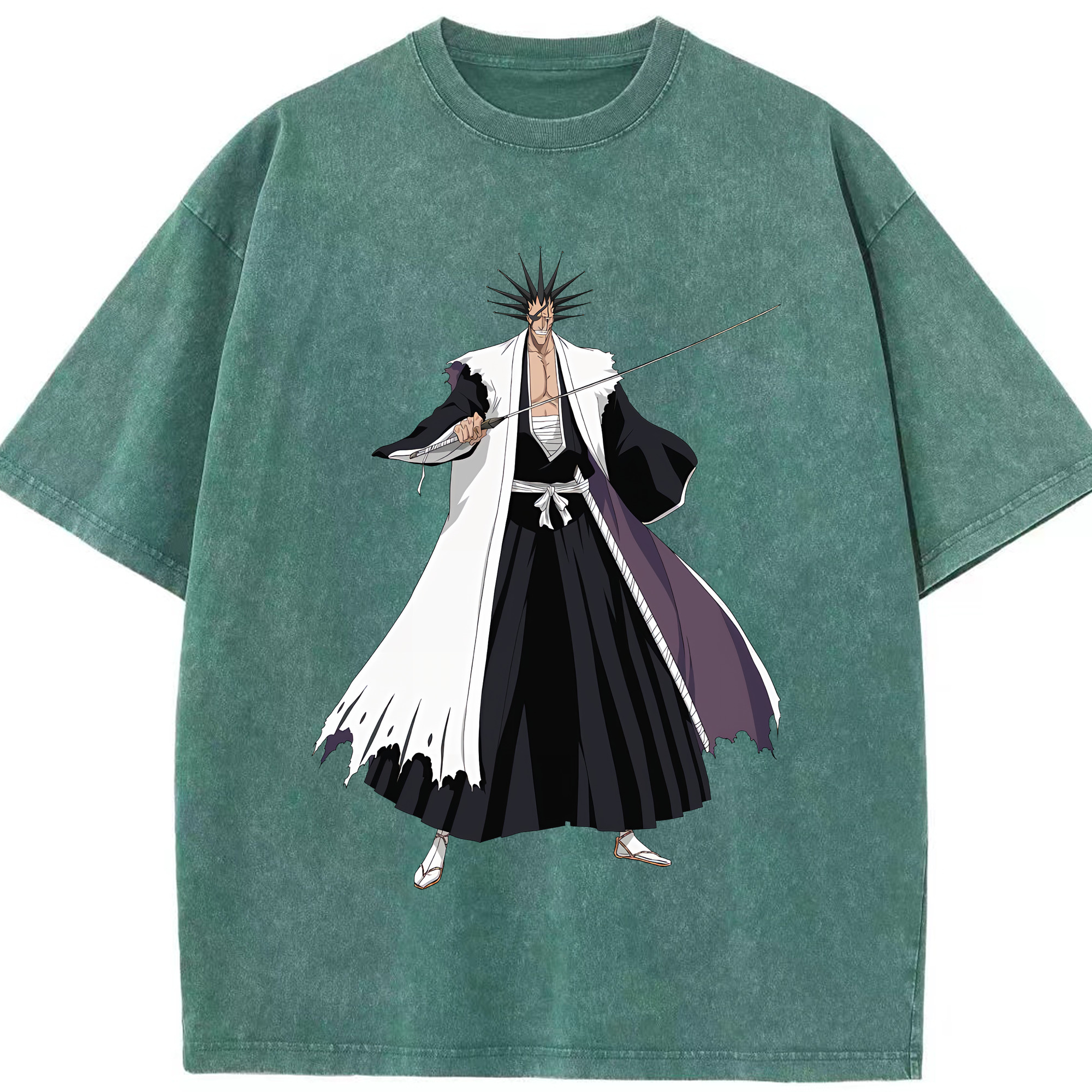 （画像用） ブリーチ ざらき けんぱち BLEACH Zaraki Kenpachi 綿100% ヴィンテージ風 半袖Tシャツ（フロントプリント）